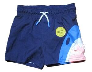 Cat & Jack Toddler Boys Shark Swim Trunks Size 18M UPF 50+ Blue Swimming Shorts
